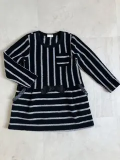 KP ニットプランナー ボーダー　ストライプ裏起毛チュニックワンピース 110