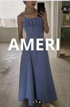 AMERI　アメリ　LINEN LIKE CAMI DRESS Sサイズ　ブルーのサムネイル