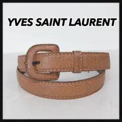 Yves Saint Laurent ブラウンレザーベルト イヴサンローラン 細のサムネイル