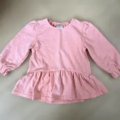 ピンク 長袖カットソー トレーナー　フリル付き　95 未使用
