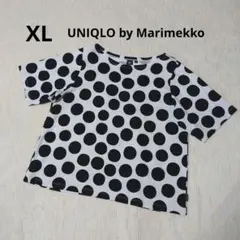 ユニクロ マリメッコ 大きいサイズ XL 大柄ドットTシャツ 白黒のサムネイル