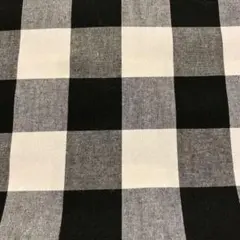 先染め生地（黒×オフ白のブロックチェック柄）