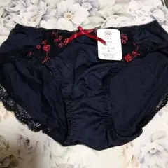 ブラックLサイズ 赤　花柄刺繍ショーツ新品