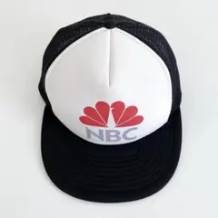 海外古着 NBC プリント メッシュキャップ トラッカー 配色 黒 白