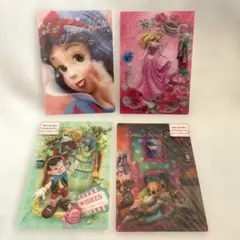 ☆☆Disney3Dポストカード・ミニー・オーロラ・白雪姫・ピノキオ☆☆