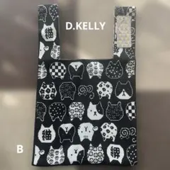 D.KELLY ニットバッグ 猫柄 ブラック B