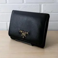 ＰＲＡＤＡ プラダ サフィアーノ 三つ折り財布 ブラック革 C