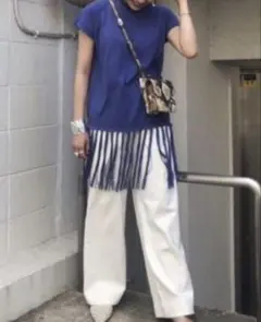 AMERI VINTAGE フリンジ サマーニット ブルー