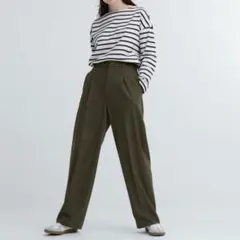 【Mサイズ】ユニクロ タックワイドパンツ カーキ オリーブ