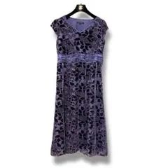 美品 LAURA ASHLEY ベロア ロングワンピース フラワー柄 サイズ13