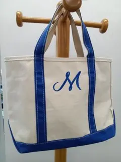 年末SALE【L.L.Bean】ブルー M刺繍 トートバッグ