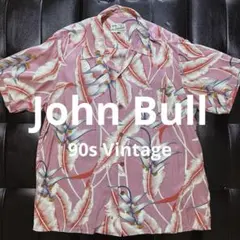 【90s JOHNBULL】レーヨン100% アロハシャツ M ボタニカルのサムネイル