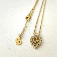 ディオール ハート クリスタル ストーン ネックレス ゴールド カラー