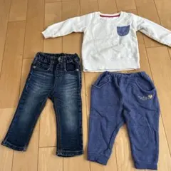 デニム　スウェットパンツ トレーナーセット 80 白　ディズニー　まとめ　セット