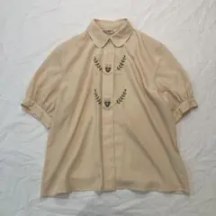 used vintage エンブレム刺繍 パフスリーブ　blouse 80s