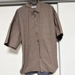 nano universe 半袖シャツ 花柄 ブラウン