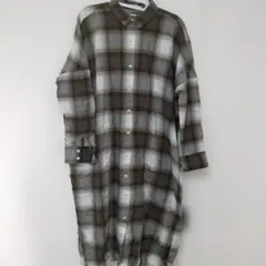 KBF チェック柄 長袖シャツ ロング