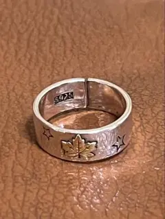 シルバー925 メキシカンジュエリーヴィンテージリングメープルリーフ 星リング