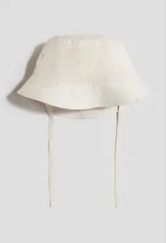 H&M リネンバケットハット　6-9m 46cm ライトベージュ 顎紐付き