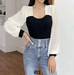 SHEIN シースルー袖ブラウス