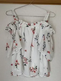 INGNI フリル袖 花柄 オフショルダー トップス オフショルブラウス 肩出し