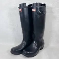 HUNTER ブラックロングブーツ24cm（UK5.US7.EU38） - メルカリ