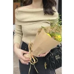 レディース タートルネック ニットトップス 新品 ベージュ