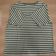 無印良品 オリーブグリーンストライプ Tシャツ Mサイズ
