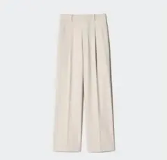 新品タグ付き　UNIQLO ユニクロ　タックワイドパンツ　丈長め　M ナチュラル