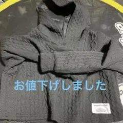 黒 ケーブル編み フード付きパーカー