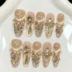 ネイルチップ　ゴージャス　華やか　ストーン　XS