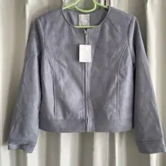 新品タグ付 ViS ブルー 水色 グレー スエード ノーカラージャケット M