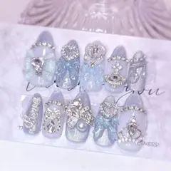 ‧✧̣̥̇‧ 量産型 マグネット フレンチガーリー ネイルチップ 現品販売 ‧✧̣̥̇‧