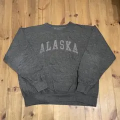 アラスカ ALASKA アップリケ刺繡スウェット XL チャコールグレー