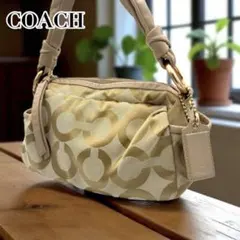 美品 コーチ　オプアート　ワンショルダーバッグ　レザー　シグネチャー