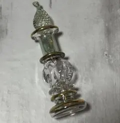 【未使用】エジプト産ガラスミニボトル　パフュームボトル　香水瓶　一輪挿し　黄緑②