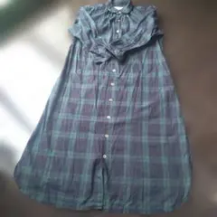 モリカゲシャツチェック柄シャツワンピース 七分袖