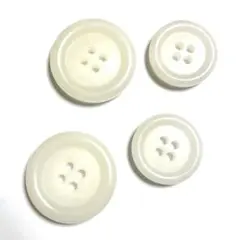 特大 四つ穴ヴィンテージボタン 4個 ホワイト マーブルぷっくり つや レトロ