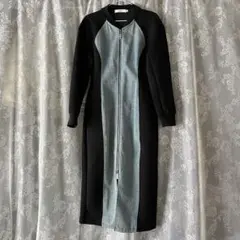 デニム切り替え ロングワンピース レディース Mサイズ ダブルジッパー
