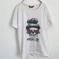 SHEIN ドクロ×ヒョウ柄 Tシャツ L相当MOMLIFE 白 クロップド