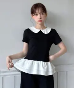 【by muni:r LOGO】カラーフリルペプラムTシャツのサムネイル