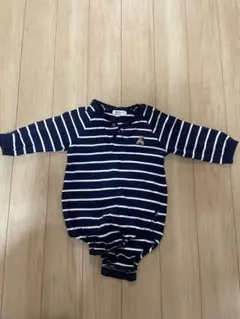 POLO Baby ロンパース ボーダー 長袖 ネイビー ベビー 男の子 女の子