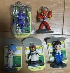 エヴァンゲリオン キーチェーンフィギュア　レイペンペンシンジ初号機弐号機　当時物