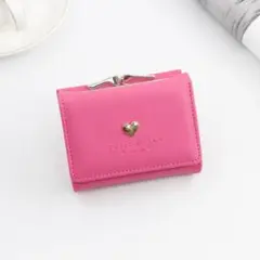 三つ折り財布 可愛い ミニ財布 小さなカバンに ハート ピンク pink