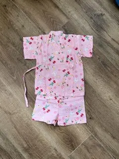 ピンク花柄甚平 80cm