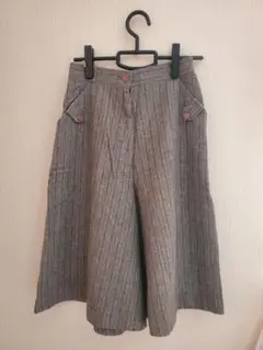グレー　ウール　ガウチョパンツ　ウエスト72 Mサイズ　Lサイズ