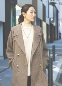 Global work 軽やかストレッチ襟2wayミドルコート Mサイズ