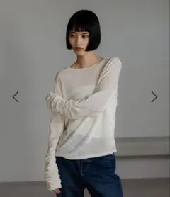 LOWRYS FARM ベロアドットＬＳ　オフホワイト×ドット