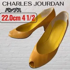 CHARLES JOURDAN イエロー オープントゥパンプス 22.0cm 黄のサムネイル
