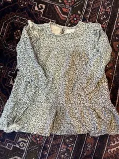 キッズ 花柄ワンピース ブルー 長袖　ZARA104cm